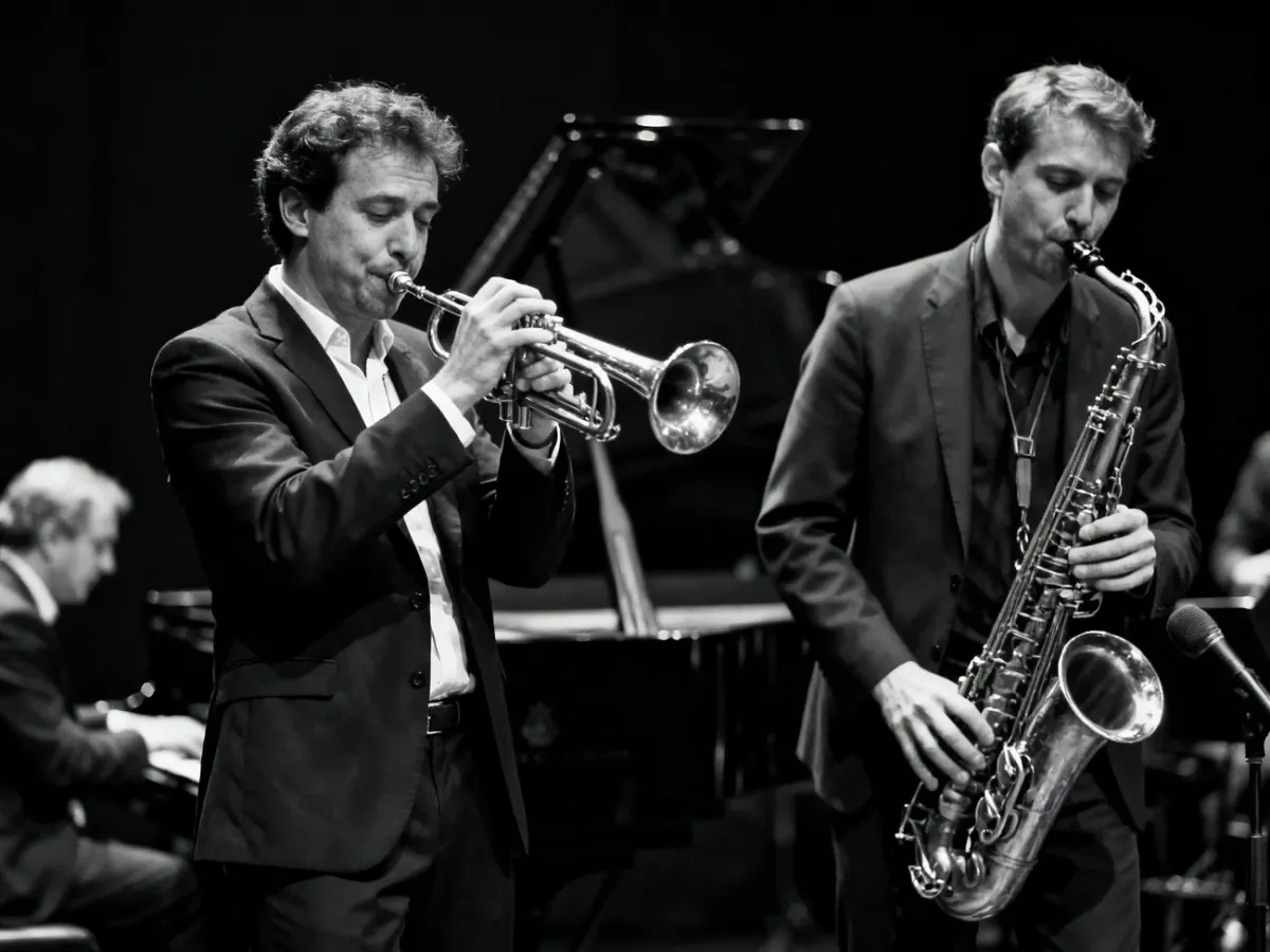 Muzycy jazzowi improwizujący podczas koncertu