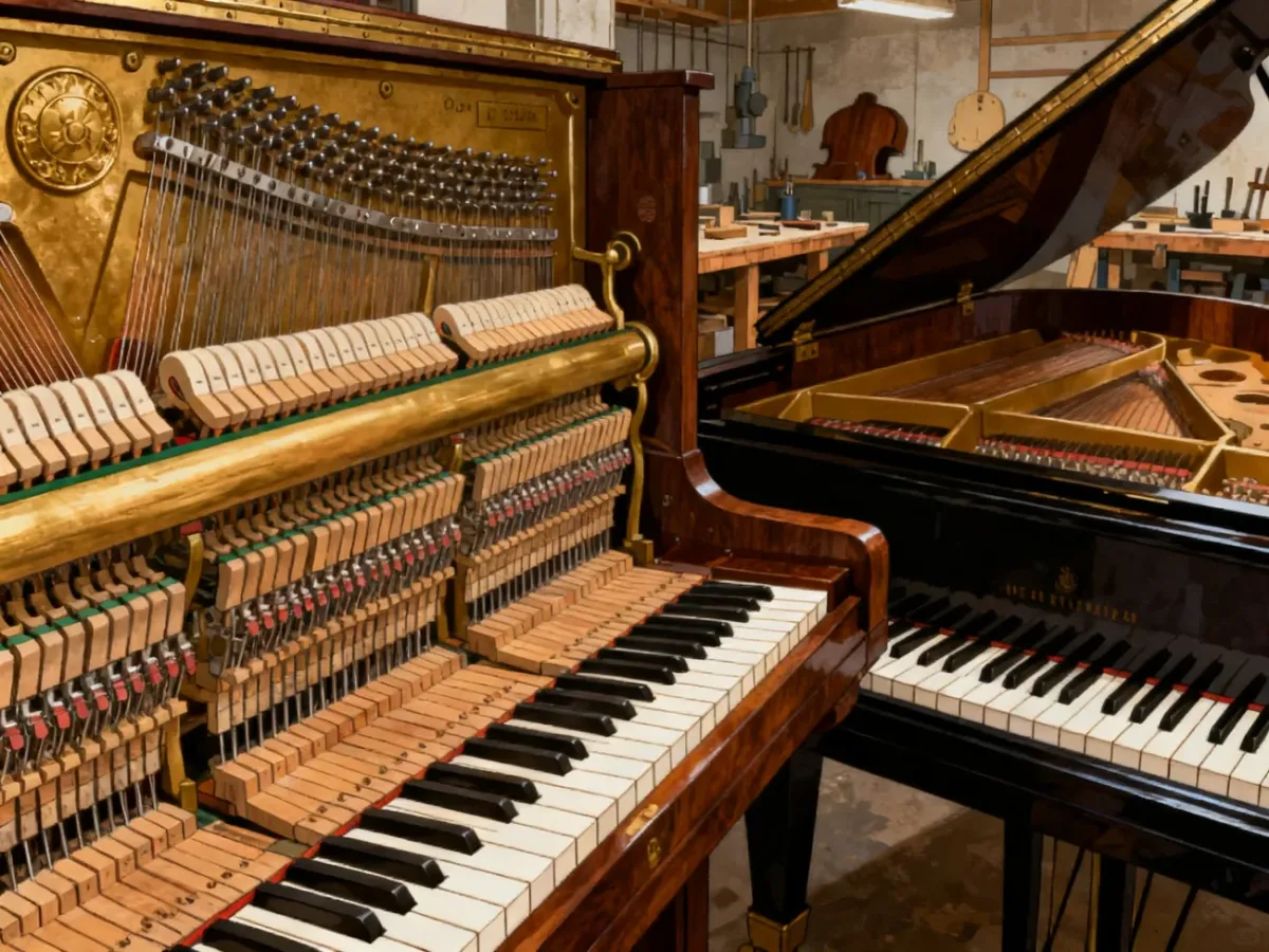 Mechanizmy i struny pianina oraz fortepianu