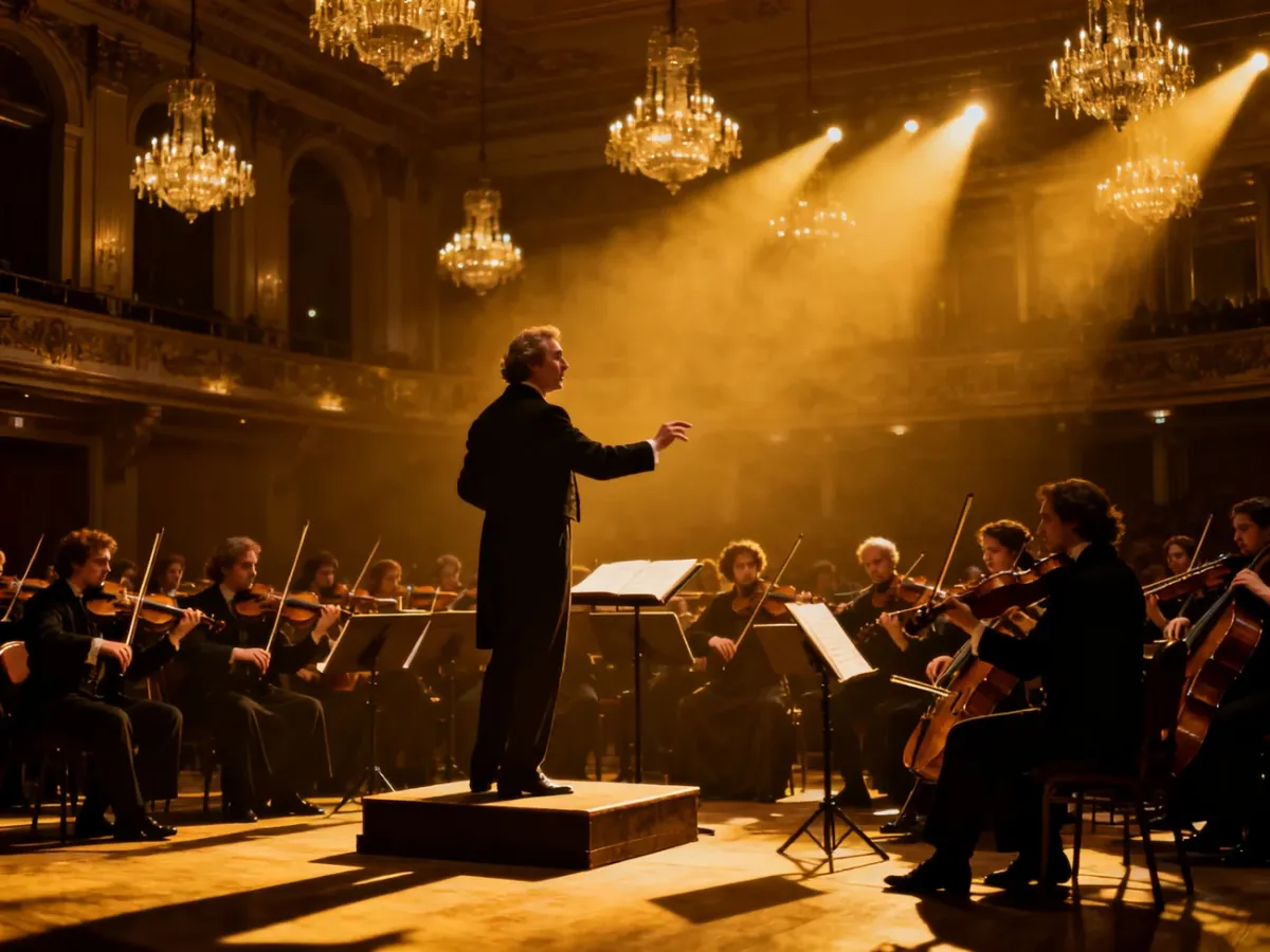 Orkiestra symfoniczna podczas pełnego emocji koncertu