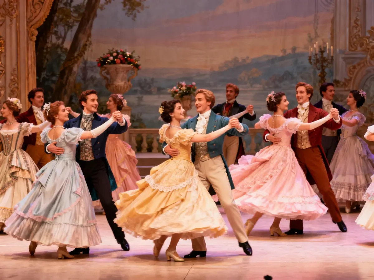 Pełna tańca i radości scena operetkowa